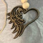 Heart ❤️ and Wings 🪽 Car Hanger!! Hand carved Brown Photo 0