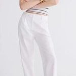 J.Crew Maritime Tapered Ripstop High-Waisted White Cotton Pleated Pants Size 6P Photo 0