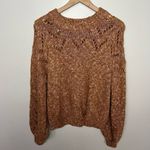 Madewell Pointelle Bubble-Sleeve Pullover Sweater Rust Brown Terra Cotta Medium Photo 3