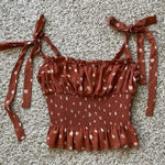 Wilfred  Ballad Camisole Polka Dot Smocked Cropped Tank Top - Size Small Photo 0