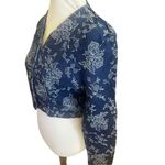 Avon Fashions Vintage 80’s/90’s Blue with Silver Floral Design Cropped Bolero St Blue Photo 9