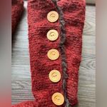 Muk luks Button Up Knit Boots Faux Fur Trim Winter Warm Comfy Size 6 Red Photo 4