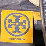 Tory Burch  Size 0 Blue Denim Brown Faux Leather Strap Big Button Sheath Dress Photo 3