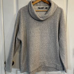 Lands' End Lands’ End Cowl Neck Knit Sweater Gray White Cotton Blend Size Large Coastal Photo 0
