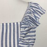 SheIn Blue White Ruffle Trim Tie Backless Striped Dress Medium New Photo 3
