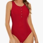 Baleaf Women's Button Up One Piece Swimsuits Tummy Control Swimwear Adjustable Neck Long Torso Bathing Suits Built in Bra Photo 2