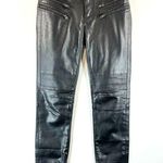 Free People  Womens Pants Black Leather Mid Rise Skinny Slim Zip Pockets Size 0 Photo 0