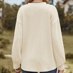 NEW Cream Colored Textured V Neck Lantern Sleeve Top Size Medium Photo 2