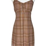 Y2K Babydoll Slip Dress Large No Comment Plaid Bow Lined Stretch‎ Twee Academia Photo 0