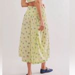 Free People  Iris Corset Set Skirt Yellow Green Floral Cotton Button Down Skirt S Photo 9
