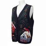 Capacity Vintage vest. Navy Winter Scene. Size Medium Blue Photo 2