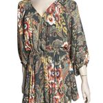 Free People  Size XS Dark Green Mauve Blue White Floral Print High Plains Dress Photo 2