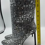 Azalea Wang Lively Silver Rhinestone Stiletto Ankle Boots Size 10 Party Heels Photo 12