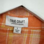True Craft Orange Plaid Cropped Button Shirt Size Large Linen Blend Photo 5
