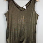 Cache  Tank Top Women Large Shimmery Olive Green V-Neck Sleeveless Party NWT Photo 0