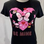 Disney Mickey and Minnie Black Be Mine Valentine Tee Size Medium Photo 1