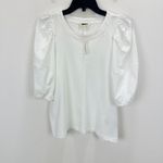 J.Crew Madewell Puff Sleeve Tee Shirt Cotton Top Relaxed Minimalist Eyelet White M NWT Photo 4