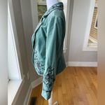 Karen Kane Vintage Turquoise Blue Green Velvet Jacket Black Embroidery Detail 4 Photo 1
