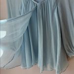 Diane Von Furstenberg  FENOBE Silk Chiffon Blouse Baby Blue Photo 5
