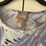 Chico's  Size 2 Blue Purple Knit 3/4 Sleeve Boxy Abstract Blouse Chico Size Large Photo 1