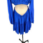 ALC Frank ALC A.L.C. Izzy ll Mini Dress Long Sleeve‎ Cut-Out Silk Georgette Blue Size 12 Photo 11