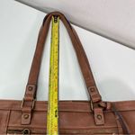 BOC Satchel Organizer Brown Shoulder Bag Charm Clutch Trifold Stitch Wallet Boho Photo 2