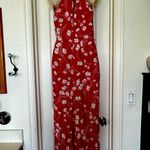 Moulinette Soeurs Red White Floral Jumpsuit S Anthropologie Wide Leg Boho Halter Photo 4