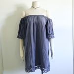Off Shoulder Crochet Bohemian Dress Blue Photo 0