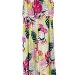 Nicole Miller  Tropical Print Wide Leg Spaghetti Strap Linen Jumpsuit Large NWT Photo 1
