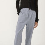 Free People  Kate Gingham Pants Navy White 100% Cotton Straight‎ Leg Size Medium Photo 0