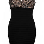 Dress Barn Black Lace V Neck Sheath Knee Length Cocktail Dress Y2K Wedding Guest Size 12 Photo 0