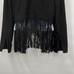 Anthropologie NEW AQUA Leather Suede Fringe Jacket Blazer Coat Western Black Medium Photo 4