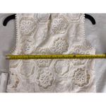 AQUA  Eyelet Crop Top Sleeveless Pom Pom‎ Trim Ivory White XS Photo 5