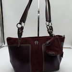 Etienne Aigner Burgundy Leather Suede Tote Bag Purse Designer Handbag Photo 0