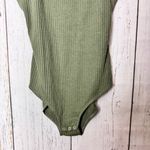 Rue 21  Olive Green Thin Strap Knitted Bodysuit With Snap Closure Sz M NWOT Photo 4
