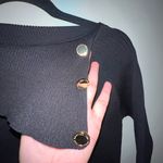 Marc New York  Black ribbed long sleeve with gold  Button Accents large Photo 1