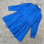 J. Crew Factory Women’s Eyelet Mini Shirt Dress Longsleeve Collared in Blue 14 Photo 9