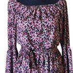 Michael Kors  Floral off shoulder cinch tie waist ruffle flare bell sleeve dress Photo 1