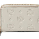 MCM NWOT  Embroidered Monogram Leather Zip Around Wallet in Oatmeal Cream Photo 0