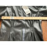 ZARA  Black Faux Leather Puff‎ Sleeve Midi Dress Photo 9