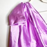 Mac Duggal Ieena  Purple Satin One Sleeve Bow Shoulder Mini Dress 10 NWT Photo 3