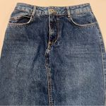 ZARA 70s Blue Cotton Denim Jean Front Vent Midi Skirt Size Small Photo 8