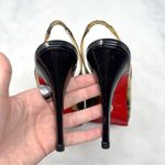 Christian Louboutin No Prive Patent Leather Slingback Pumps Heels Leopard Animal Photo 5