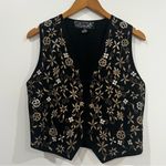 Vintage AGAPO‎ embroidered vest 100% cotton women’s SIZE MEDIUM Black Photo 1