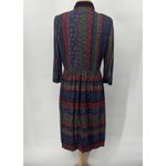 Vintage 70s Shirt Dress Midi Geometric Print Velvet Collar Fit & Flare Womens 10 Red Photo 4
