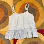 Madewell Denim Chambray Ruffle Strap Cami Tank Top Blouse 100% Cotton Size 2 Photo 0