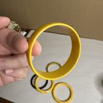 Vtg Bakelite Bangle Bracelets Craved Yellow Green TESTED‎ MCM Retro Spacer Corn Photo 7