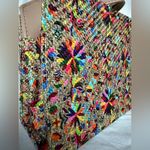 Boutique Artisanal Wood and Leather Colorful Mosaic Needlepoint Crossbody Purse Photo 2