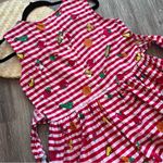 Vintage‎ 1990’s eagles eye fruit print gingham midi dress Red Photo 7