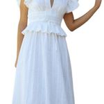 O.P.T Chic White Midi cotton Dress with Ruffle Detail small New Photo 0